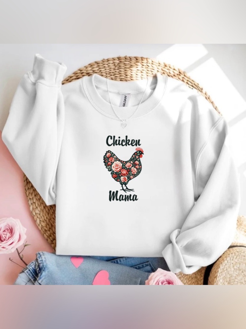 Chicken Mama Sweatshirt Floral Chicken Shirt Farm Life Gift